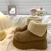 Botas de nieve para mujer, invierno 2024, nuevas, gruesas, cálidas, con forro polar, suela gruesa, plataforma pequeña, zapatos de algodón a la moda que combinan con todo.