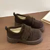 Mocasines Retro Plus de Terciopelo Engrosados con Suela Gruesa para Mujer 2026 Nuevo Otoño Invierno Versátiles que Aumentan la Altura Cálidos Zapatos de Piel Birkenstock