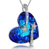 Collar de Corazón Azul Amoroso de Venta Caliente Transfronterizo con Incrustaciones de Cristal para Mujer, Accesorio de Colgante de Moda Europea y Americana, Regalo del Día de San Valentín