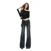 26 Jeans Slimming Retro Americano de Tiro Bajo Micro-Campana para Mujer High Street Pierna Recta Estrecha No Pegados a la Pierna Pantalones de Largo Hasta el Suelo Dropshipping