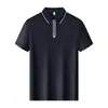 Camisa polo de manga corta con moderno diseño de espiga de trigo, tecnología sin costuras con cremallera, logo estampado, ropa de trabajo unisex