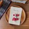 Nuevo Estilo Coreano Dulce Pinza para el Cabello de Cuadros Rojos y Flores Pinza de Tela para el Lado del Flequillo Niños Par de Accesorios para el Cabello para Mujeres
