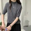 Suéter de Lana 100% Hilo Fino con Cuello Medio para Mujer, Estilo Delgado de Principios de Primavera, Corte Holgado, Adelgazante, Estilo Sencillo, Suéter de Manga Media para Usar como Base