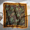 Lenço de Seda Estampado Vintage Castanha Versátil Elegante Lenço Quadrado Pequeno Feminino Lenço Decorativo Gravata de Cabelo Amarrar Bolsa Lenço de Seda Xale