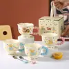 Copo de Água Criativo Fofo para Casa Taça Caneca Desenho Animado Copo de Leite Estilo Ins Cerâmica de Aparência Elegante Casal