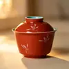 Taza de Té Gaiwan Roja Orquídea Ercai de la Ciudad Prohibida Cerámica de Alta Gama Hogareña Juego de Té Kung Fu Taza de Té Individual Antiescaldante
