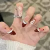 Haverá gato veludo vermelho floco de neve Natal outono inverno Ano Novo explosões blush manicure francesa armadura de mão usada