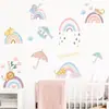 Nuevas pegatinas de pared LD63011 con dibujos de animales de arcoíris para habitación de niños, guardería, decoración del hogar, pegatinas de pared de PVC autoadhesivas