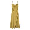 Amazon Atacado de Comércio Exterior Transfronteiriço Roupas Femininas 2025 Verão Novo Estilo Vestido Elegante de Cetim com Fenda