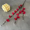 Série de Flor de Ameixeira Simulada 3D: Pequeno Galho de Ameixeira de Inverno com Três Pontas para Decoração de Sala de Estar e Adereços de Fotografia, Flor de Ameixa Branca
