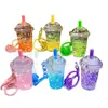 Pingente de Sucção, Chaveiro de Caneca de Chá com Leite com Contas de Bolha Luminosas, Lindo Pingente de Garrafa com Areia Movediça, Acessórios para Mochila Escolar, Pequenos Presentes