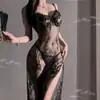 Lencería Coqueta, Lencería Puro Deseo, Vestido Largo de Encaje Estilo Abstinencia Sin Quitar, Pijama Sexy de Cosplay, Uniforme