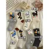Novas meias femininas de outono e inverno com estampa de gato de desenho animado, estilo coreano, com design de gatinhos e letras, meias fofas estilo japonês para meninas jovens, meias Lolita