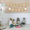 Nuevo Banner Retro de Lino de Bienvenida al Bebé Decoración para Fiesta de Shower de Recién Nacido Decoración de Baby Shower