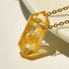 Collar Colgante Hexagonal de Cristal Más Vendido de Amazon para Mujer, Collar de Ágata de Cuarzo Rosa de Alta Gama Dorado Que No Se Desvanece