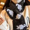 Bufanda Cruzada de Punto con Temática de Gato Linda para Mujer, Bufanda Corta Gruesa de Hilo Cálido, Calentador de Cuello de Hilo Versátil y Moderno para Estudiantes