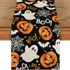 Decoração de Festa de Halloween da Amazon Caminho de Mesa Linho Toalha de Mesa Fantasma Abóbora Estampada Mesa de Centro Almofada Térmica Pano