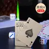 Estilo Popular de Influencer de Tiktok Encendedor Inflable de Carta de Póker Resistente al Viento Llama Verde de Gama Alta Nuevo Encendedor de Póker al por Mayor