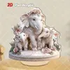 Nuevo Producto Creativo Transfronterizo: Encantadores Adornos Acrílicos 2D de Familia Elefante Blanco para Escritorio, Hogar y Decoración de Sala de Estar Manualidades