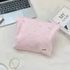 65297 Bolsa de almacenamiento gris claro con forma de corazón y lazo, con bordado en color a juego, bolsa organizadora de cosméticos de viaje estilo coreano, suave