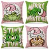 El juego de fundas de almohada navideñas más vendido de Amazon, juego de cuatro piezas de decoración navideña de lino sintético para cojines de sofá de sala de estar