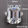 Accesorios de Venta Caliente Transfronterizos: Anillo Rectangular Grande de Zirconia para Mujer, Anillo de Boda y Compromiso de Lujo para Mujer