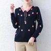 Comércio exterior exportação novo suéter de bolinhas com gola boneca retrô literária feminina que reduz a idade blusa de base de tricô Suéter feminino