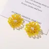 Verano Llamativos Color Caramelo Cuentas de Arroz Flor de Margarita Flor de Flor de Perlas Hecha a Mano DIY Pendientes de Flor de Perlas Pendientes Bolsos Zapatos Accesorios de Flor