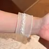 Pulseira redonda de pérolas com contas estilo coreano, luxo leve, de alta qualidade, moderna e requintada, suave e versátil, joia elegante para mulheres