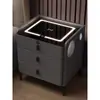 Pequeño Ultraestrecho Extremadamente Minimalista Moderno Lujo Ligero Encimera de Roca Madera Maciza Carga Inalámbrica Mesita de Noche para Dormitorio