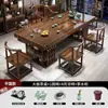 Mesa de madera maciza de gran tamaño con troncos y silla, mesa de té combinada, mesa de té china, mesa de té para oficina en casa, mesa de centro de oficina integrada