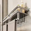 Estante de Baño Montado en la Pared Toallero de Baño sin Taladro Estante de Almacenamiento en Pared para Tocador de Baño Cuarto de Ducha