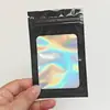 Bolsas de Colores con Ventana Láser Auto-Sellantes Transparentes Iridiscentes con Cordón Bolsas de Empaque Bolsita Holográfica