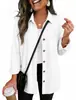 2026 Otoño Nuevo Camisa Casual de Manga Larga para Mujer Color Sólido Botones Solapa Holgada Amazon Transfronterizo Comercio Exterior Europeo y Americano