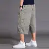 Calça Sete Pontos de Verão Masculina Solta Fina de Comprimento Médio 7 Pontos Tamanho Grande Calça para Pessoas Gordas Calça de Equitação Shorts Casuais Esportivos Shorts Grandes Masculinos