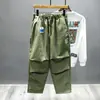 Marca de moda outono e inverno Calças casuais pesadas americanas calças harém masculinas cintura elástica high street soltas retas calças casuais masculinas