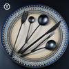 Juego de Cubiertos de Acero Inoxidable 304 Negro Galvanizado con Diseño de Copo de Nieve, Cuchara para Revolver, Palillos, Juego de Tres Piezas para Mesa
