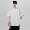 Camiseta Pesada de Manga Curta Linha Jiming Masculina Verão Senso de Design Colar Roupas Largas Marca Tendência Estilo Americano High Street Camiseta de Manga Meia