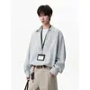Camisa de Otoño 2026 para Hombre, Estilo Japonés Cityboy, Corte Holgado, Cuello de Solapa, Rayas Verticales, Top Clásico con Personalidad