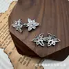 Botón de Copo de Nieve de Alta Gama con Circonita Microincrustada, Botón de Cristal de Ropa de Lujo para Mujer, Qipao, Chapado en Cobre