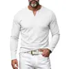 Camiseta masculina de manga comprida com listras verticais e gola V para outono, estilo americano, corte solto, top para usar por baixo, Amazon transfronteiriço
