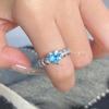 Novo Anel de Diamante de Alto Carbono Cor Diamante Santa Maria Artificial Coração Diamante Água Marinha Corte Flor de Gelo Luxo Leve Amor Anel Feminino