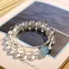 Pulseira de Água-Marinha Natural e Cristal Branco para Mulheres, Estilo Popular, Alta Qualidade, Simples e Fashion, Presente para Melhores Amigas, Atacado