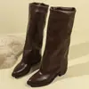Nuevas Botas Largas Francesas Elegantes para Mujer Otoño/Invierno 2026, Color Marrón Maillard, Cierre de Cremallera, Botas de Tacón Alto a la Moda Versátiles