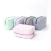 Bolsa de Maquillaje Seersucker, Bolsa de Almacenamiento Portátil Rayada, Neceser de Viaje, Bolso Cuadrado Pequeño con Elementos de Moda y Compartimentos de Rejilla