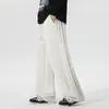 Pantalones de chándal rectos de nuevo estilo para primavera y otoño para hombre, corte holgado, pantalones largos de pierna ancha fluidos de color liso con capas laterales, pantalones largos casuales deportivos para hombre