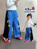 Calça Feminina Estilo Outono 2025 Nova Tendência Moda Infantil Solta Outono Calça Wide Leg Jeans para Bebê