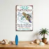 Pintura decorativa personalizada com tema de praia para a sala de estar, arte de parede, artesanato, pintura em lata com padrões de coqueiro e tartaruga marinha