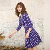 Vestido de una pieza con estampado de lunares y cuello en V, retazos, cintura entallada, para vacaciones, Pgdvf2025, Vestido cruzado, Verano, Estilo nuevo