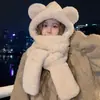 Sombrero Bufanda Guantes de Oreja de Oso Tridimensional Estilo Coreano Juego de Tres Piezas para Mujer Invierno Engrosado Cálido Sombrero para Padres e Hijos